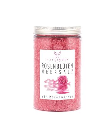 Haslinger Rose Petal Sea Salt Bath Additive with Rose Water - 450g | Soothing Spa Experience Natural Ingredients International Shipping - Buy Online on GoSupps.com