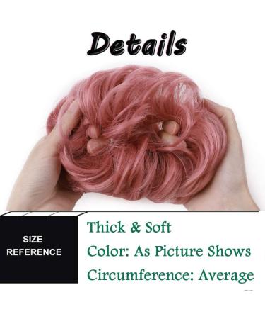 Thick Ash Pink Hair Donut Scrunchie - Wavy Curly Messy Hairpiece for Updo and Ponytail - Buy Online on GoSupps.com
