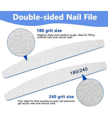 Buy Blue Moon 12-Piece Nail File Set - Washable & Reusable Double-Sided 180/240 Grit for Nail Studio & Home Care - Buy Online on GoSupps.com
