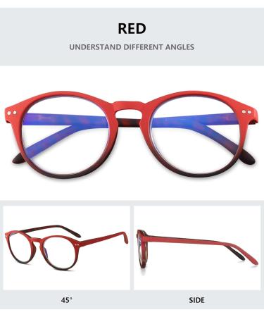 Twinkleyes Anti Blue Light Reading Glasses - High-Quality Retro Round Glasses for Men & Women with Spring Hinges +0 1.5 2.0 2.5 3.5 4.0 Red - Blue Light Filter (1 Piece) - Buy Online on GoSupps.com