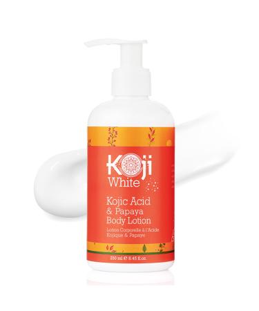 Koji White Kojic Acid & Papaya Body Lotion - Exfoliating Hydrating Moisturizing Skin Care for Sun-Damaged Skin Vegan Paraben-Free 8.45 Fl Oz (1 Bottle)