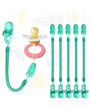 Vicloon Baby Dummy Clips 5 Pcs - BPA Free Soother Pacifier Chain Holder for Teether Toy - Green - Buy Online on GoSupps.com