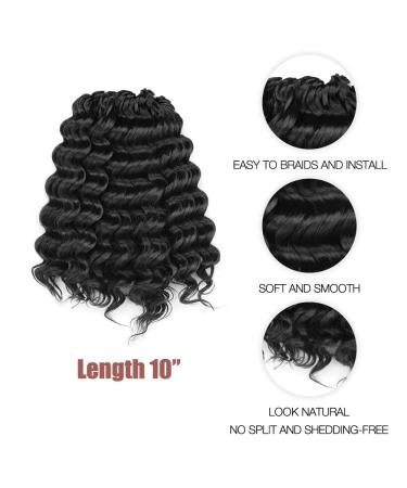 Ocean Wave Synthetic Crochet Hair 10 Inch - 8 Packs Natural Black Deep Twist Crochet Braids Extensions ToyoTree (1B) - Buy Online on GoSupps.com