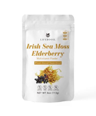 Irish Sea Moss Powder with Black Elderberry Vegan Non-GMO Gluten Free No Additives and Preservatives 4oz