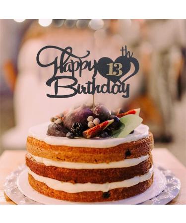 13 Cake Topper for 13th Birthday 13 Birthday Decoration Happy Birthday Toppers for Cakes Personalised Cake Toppers Birthday Black and Gold Cake Topper Birthday Cake Decorations for Birthday Party - Buy Online on GoSupps.com