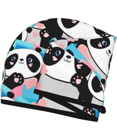 Panda Cute Pink Hearts Microfiber Hair Towel - Soft Super Absorbent Quick Dry Hair Cap for Long Curly & Thick Hair | Coral Velvet Towel Wrap for Women - Buy Online on GoSupps.com