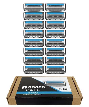 Dorco Pace 4 Pro - Four Blade Razor Shaving System - 16 Cartridges (No Handle) 16 Pack Refill (No Handle)