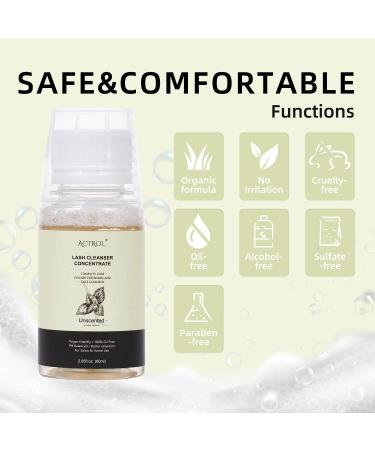 Eyelash Cleanser Concentrate Unscented 60ml Professional Lash Extensions Shampoo Natural Foaming Cleanser DIY Paraben & Sulfate Free Non-lrritating Wash for Extensions Lashes with Salon Home Care-Makes 60ml Bottles Eyelash Shampoo - Buy Online on GoSupps.com