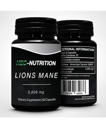 Lion's Mane Mushroom 10000mg High Potency Extract Organic Mushroom Supplement Ayurvedic Brain Health Support Immune & Nervous System Supplement Memory Focus Mood Immunity Vegan - Buy Online on GoSupps.com