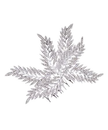 minkissy Comb bridal comb winter wedding decor bridal headpieces for wedding Bridal Hair women hair leaves hair comb Snowflake crystal headpiece hair decor alloy bride rhinestones Wig