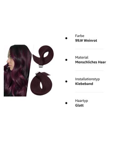 Buy Silk-Co Tape Extensions - Premium 20 Stk Real Hair Remy Skin Weft 30cm Burgundy 99J# - International Shipping Available - Buy Online on GoSupps.com