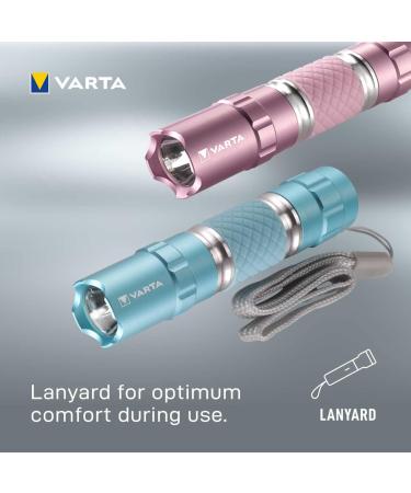 Varta LED Flashlight with AA Battery - Turquoise Pocket Lamp Aluminum Housing Easy Grip Perfect for Dark Environments - Buy Online on GoSupps.com