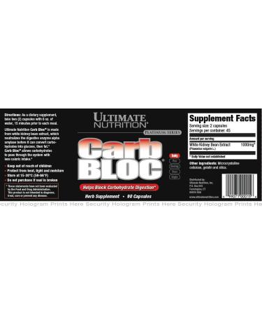 Ultimate Nutrition Carb Block Ultra - 90 Capsules for Weight Loss - 100g - Buy Online on GoSupps.com