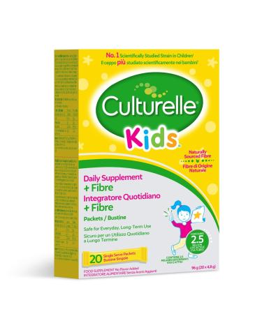 Culturallle Kids probiotic addition for children with natural fiber |20 sorts |2.5 billion bacterial cultures + fiber |Lactobacillus Rhamnosus GG |Vegan
