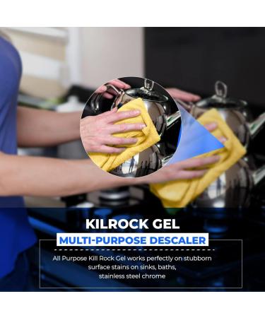 Kilrock Gel | 160ml Multi-Purpose Descaler With 1x Microfiber Cloth & 2x Cleaning Sponge | For Appliances Sinks Taps Tiles and Any Surfaces | Pack of 2 Descaler Gel - Buy Online on GoSupps.com