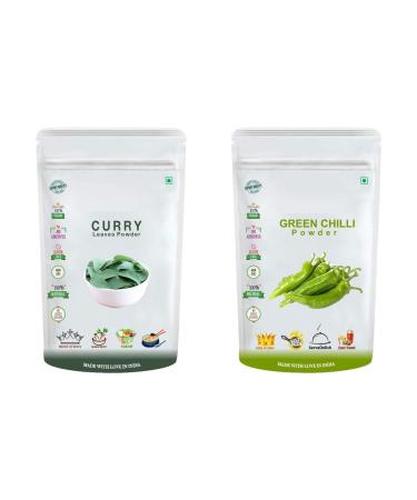DK curry leaf powder + green chili powder (Hari Mirchi powder) (200 g) (Super Saver Combo Pack)