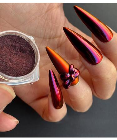 Chameleon Nail Chrome Powder Set - 12 Colors (Rose Gold, Purple) | High Gloss Reflective Effect Glitter Metallic Pigment | Includes 12 Eye Shadow Brushes - Buy Online on GoSupps.com
