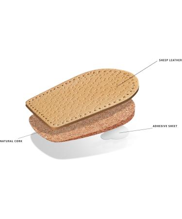 Kaps Orthotic Heel Lift Genuine Leather & Cork Support - Men UK 7-12 / EUR 40-46 Beige - Buy Online on GoSupps.com