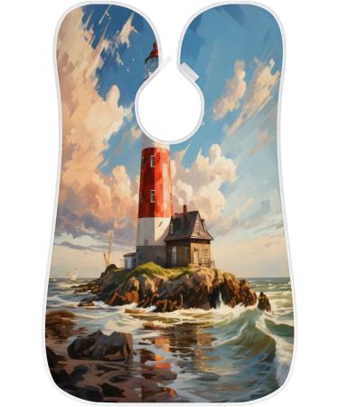Sea Island Lighthouse Beard Bib Apron | Beard Hair Catcher for Men | Perfect Father's Day & Christmas Gifts for Dad & Husband - Buy Online on GoSupps.com