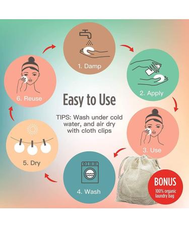 Yusat Reusable Makeup Remover Pads - Bamboo & Cotton Washable Eco-Friendly 20 Pieces with Laundry Bag & Storage Box - Buy Online on GoSupps.com