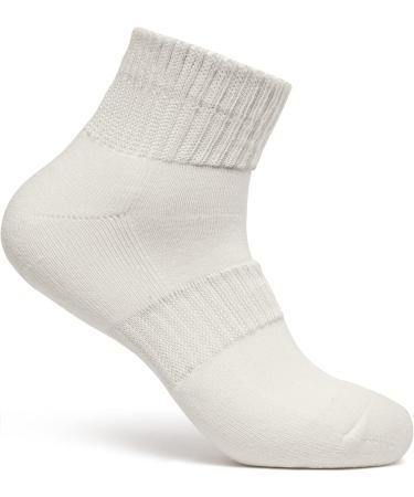 TSLA Diabetic Crew Socks 3 Pairs - Men & Women, Loose Fit, Non-Binding, Breathable Cotton - Beige/Medium - Buy Online on GoSupps.com