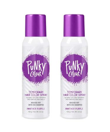 Punky Temporary Hair Color Spray Panther Purple Non-Sticky Non-Damaging Hair Dye Instant Vivid Hair Color 3.5 oz 2-Pack 3.5 Ounce (Pack of 2) Panther Purple