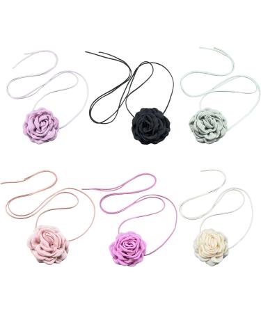 SOUTHJIELING Delicate Camellia Choker - Fashion Flower Necklace | Long Cord Design for Parties & Birthdays - Black - Buy Online on GoSupps.com
