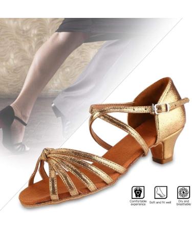 Comfortable Gold Latino Dance Shoes for Girls - PU Soft 4cm Heel Size 35 EU | International Shipping Available - Buy Online on GoSupps.com