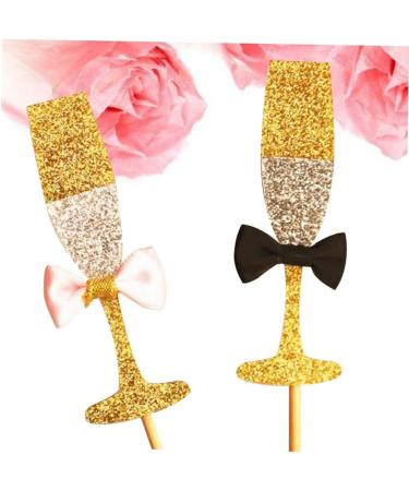 ibasenice 40 Pcs Engagement Cake Topper Glasses Cupcake Toppers Bride and Groom Cake Topper Bridal Shower Cake Decor Mr and Mrs Cake Topper Gold Decor Bridegroom Toast Decorations - Buy Online on GoSupps.com