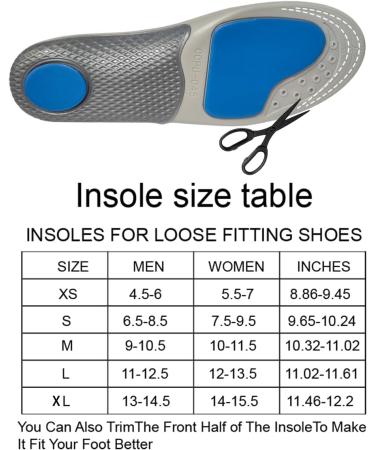 Fasciitis Arch Support Insoles for Men & Women - Comfort & Pain Relief (Sizes 6 & 5-7) - Grey & Black - Buy Online on GoSupps.com
