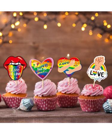 GORWERY 20pcs Gay Pride Cupcake Toppers Love is Love Cupcake Picks for Pride Month LGBTQ Gay Rainbow Pride Day Party Appetizers Dessert Cake Decorations - Buy Online on GoSupps.com