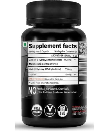 HMB 1000MG Capsules (Beta-Hydroxy Beta-Methylbutyrate) - Pure HMB (60 Capsules) - Buy Online on GoSupps.com