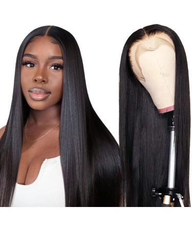 5X5 Hd Lace Front Human Hair Wig Glueless Wigs For Women Human Hair Brazilian Silk Straight Deep Parting 5X5 Transparent Lace Frontal Wigs Pre-Plucked Human Hair Wig 24 Inch 24 Inch 5X5 st wig
