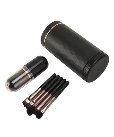 Travel Makeup Brushes Set Cosmetic Brushes Set with Mirror Cap Soft Hair Brush Multifunctional Eyeshadow Brushes (Black)