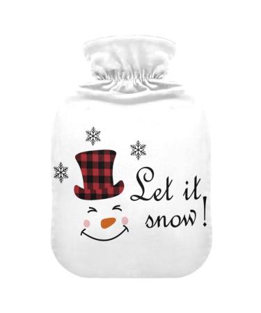 Snowman let it snow hot water bottle with cover heat bottles for pain relief hot water bottle hot water bag bed warmer for heat and cold therapy 1 L 1l #04