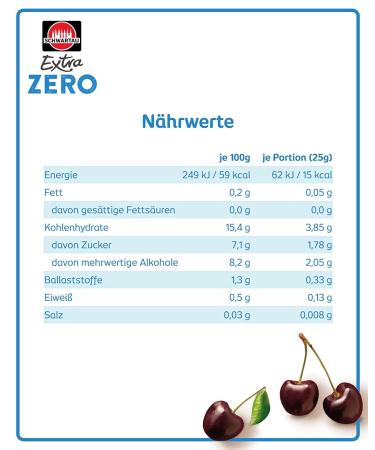 Schwartau Extra Zero Black Cherry Fruit Spread - No Added Sugar 15 Kcal/25g 280g | Low-Calorie Jam for Healthy Living - Buy Online on GoSupps.com
