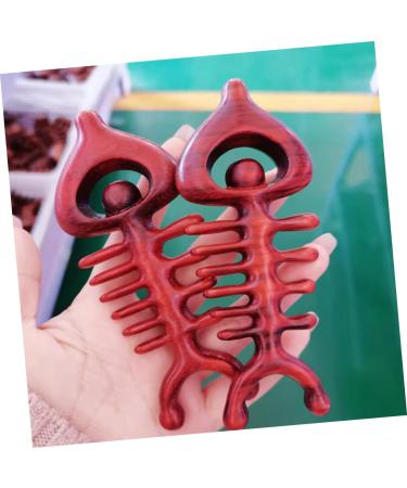 Fomiyes Fishing Bones Shaped Massager - Creative Wooden Gua Sha Ridge Comb for Scalp & Body Massage - Rosewood Meridian Relief - Buy Online on GoSupps.com
