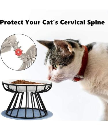 Raised Cat Food Bowl Stand - Anti Vomiting Ceramic Cat Dish | Elevated Cat Feeder for Food & Water - Buy Online on GoSupps.com