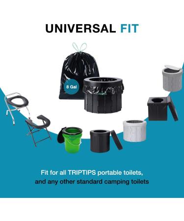 TRIPTIPS Portable Toilet Bags 40 Count Drawstring 8 Gallon Camping Toilet Bags Toilet Waste Bags Leak-Proof Toilet Liners Trash Bags for Camping Hiking Traveling 2 Roll *40 Counts - Buy Online on GoSupps.com