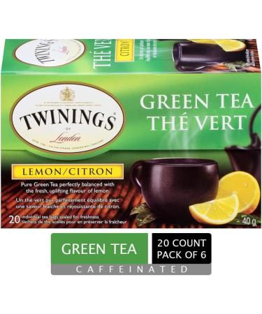 Twinings Green Tea and Lemon Individually Wrapped Tea Bags | Fresh & Uplifting | 20 Count (Pack of 6) Green Tea and Lemon 20 Count (Pack of 6) - Buy Online on GoSupps.com