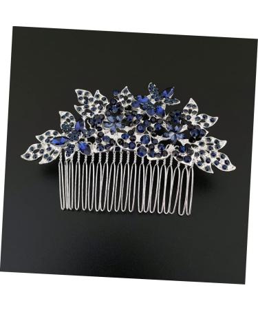 DOITOOL Wedding Tiara Dark Blue Hair Comb Headdresses for Women Bridal Glitter Barrette Girl Hair Clips Hair Combs for Women Accessories Flower Rhinestone Bride Wig European and American - Buy Online on GoSupps.com