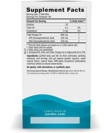 Nordic Naturals Omega-3 Lemon 690 mg - 180 Soft Gels | Premium Fish Oil - Buy Online on GoSupps.com