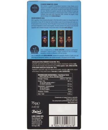 Zaini Extra Noir Dark Chocolate Bar Bars Chocolat Fonc 70% Cocoa 75g - Buy Online on GoSupps.com