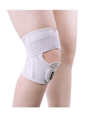 Knee Brace Adjustable Fixate the Knee Meniscus Tear Prevent Ligament Strain Knee Patellar Tendon Sleeve for Men and Women Knee Support for Running Basketball Workout Gym Hiking Sports Off-White X-Large
