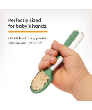 NumNum Pre-Spoon GOOtensils Set | Baby Spoon (Stage 1 + Stage 2) | BPA Free Self Feeding Toddler Utensils | Kids Ages 6 Months+ | Storm Gray/Glacier Green - Buy Online on GoSupps.com