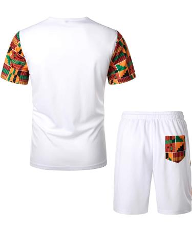 LucMatton Men's African Dashiki Sports Mesh Tracksuit Set - White - XX-Large - Buy Online on GoSupps.com