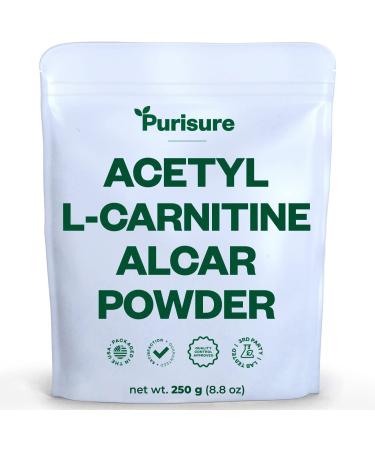 Purisure Acetyl L-Carnitine (ALCAR) Powder, 250g, Sharpens Memory & Supports Metabolism, Pure Acetyl L-Carnitine Powder for Better Cognitive Performance, 500 Servings