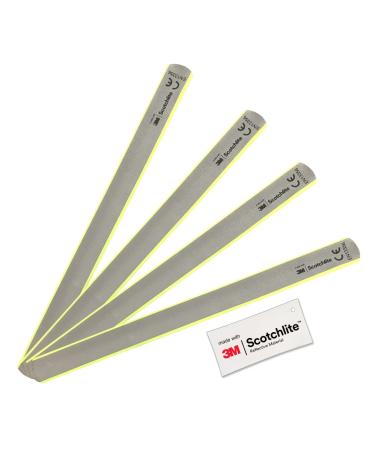 Salzmann 3M Reflecting Schnapwarmband - High -Live Reflector Band for Sports and Outdoor Activities - Made with 3M Scotchlite silver/yellow |4 pieces