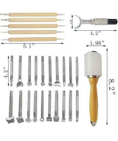 BANYOUR 20PCS Leather Stamping Set for DIY Saddle Making & Craft Stamps - Leather Carving Tools & Hammer - Buy Online on GoSupps.com