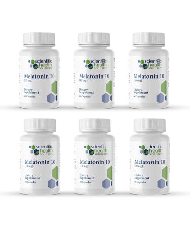Scientific Health Solutions Melatonin 10mg | Extra Strength Melatonin in Easy-to-Swallow Capsules | Vegan Non-GMO & Gluten-Free | US-Made Extra-Strength (6-Pack)